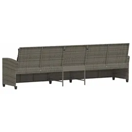 vidaXL Gartensofa 5-Sitzer mit Kissen Grau Poly Rattan