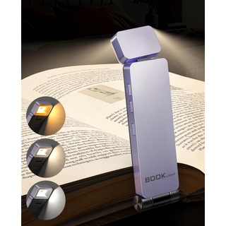 Tyreses Leselampe Buch Klemme, USB Wiederaufladbare Buchlampe, LED Klemmleuchte, 3 Farben und 3 Helligkeit Stufenlos Einstellbar, Blaulicht-Blockierung Geschenk für Kinder und Bücherwürmer(Lila)