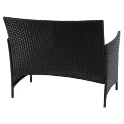 Mendler Poly-Rattan Gartenbank Halden, Sitzbank Bank ~ schwarz, Kissen terrakotta