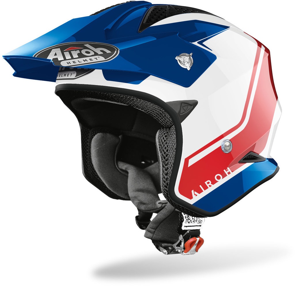 Airoh TRR S Keen Trial Jet Helm, wit-rood-blauw, S