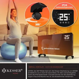 Kesser KESSER® Glaskonvektor Glasheizung Elektroheizkörper APP WiFi Funktion Inkl. Fernbedienung Elektroheizung Stand- oder Wand Heizung Heizkörper Touchscreen ? LCD-Display ? Timer 2500 Watt