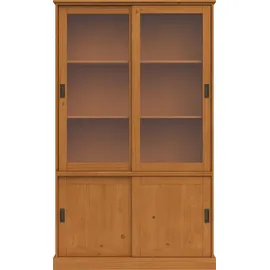 Home Affaire Vitrine »Schröder« mit 2+2 Schiebetüren, aus massivem Kiefernholz, Breite 114 cm