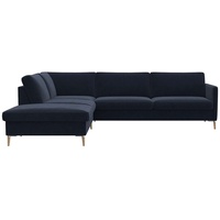 FLEXLUX Ecksofa »Fiore, L-Form«, schmale Armlehnen, Kaltschaum, Füße Alu+ Eiche blau