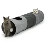 LIONTO Katzentunnel Tunnel für Haustiere Spieltunnel mit Ball faltbar, 30x130 cm