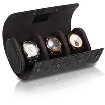 MODALO Uhrenbox Optimus für 3 Uhren aus Kunstleder Schwarz