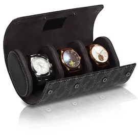 MODALO Uhrenbox Optimus für 3 Uhren aus Kunstleder Schwarz