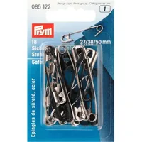 Prym 085122 Sicherheitsnadeln, 27/38/50mm, sortiert, silberfarbig/schwarz, 18 Stück, Stahl