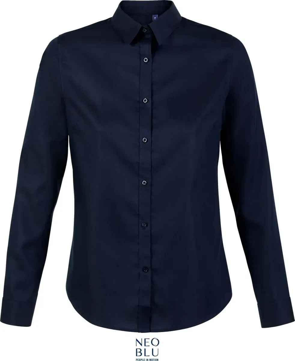 NEOBLU Damen Micro-Twill Bluse langarm Blaise Women night blue S