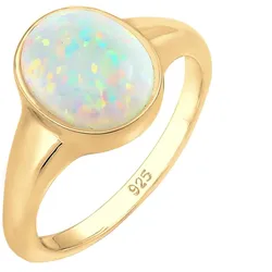 Elli Siegelring Synthetischer Opal Trend 925 Silber 56 Damen 