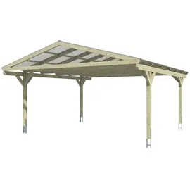 SKANHOLZ Westerwald Doppelcarport 5,70 x 6,48 m unbehandelt beige inkl. Pfostenanker