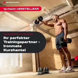 Sportstech Ironmate Hantel Verstellbare Hantel 1,5–18 kg schwarz