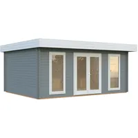 Palmako Gartenhaus Bret 19,9 m2 - 44 mm hellgrau/weiß