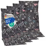 NYVI Hochlehnerauflage Hochlehner Auflagen 4er Set Barcelona - Gartenstuhlauflagen 118x50cm, (4 St), Stuhlauflage, Sitzauflage mit Halteband, UV-fest, Blumen Floral