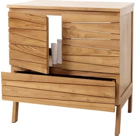 Mendler Teak-Waschbeckenunterschrank HWC-M73, Waschtisch Schrank, hochwertiges B-Grade-Teak (Kernholz, 20-30 Jahre), 87x81x56cm