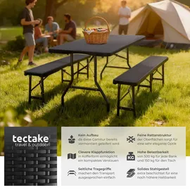 Tectake Campingtischgarnitur Beistelltisch 180 x 72 x 72 cm Schwarz