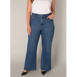 Base Level Curvy BASE LEVEL CURVY, Damen, Gr. 46, Länge 32, blau (mid blau), Denim/Jeans, Obermaterial: 98% Baumwolle, 2% Elasthan, unifarben, bequem lang, Jeans, in großen Größen