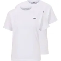 Fila Damen T-Shirt, 2er Pack BARI tee double pack, Rundhals, Kurzarm, Baumwolle Weiß L