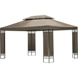 Mondeer Gartenpavillon mit Doppeldach 3x4m, 12m2 Partyzelt Gartenlaube, Metall Gestell Stabil Dachplane Wasserdicht, Luxus Mordern Stil, Khaki