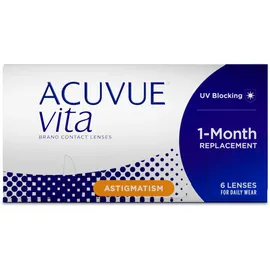 Acuvue Vita for Astigmatism 6 St. / 8.60 BC / 14.50 DIA / -1.75 DPT / -2.25 CYL / 80° AX