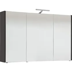 Spiegelschrank mit Beleuchtung anthrazit Hochglanz, 3 Türen, 1050 x 750 x 188 mm