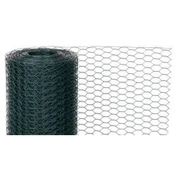 PROREGAL Maschendrahtzaun Sechseckgeflecht KEEPY, Höhe 1,0 Meter, Länge 25 Meter, Maschenweite 25mm, Drahtstärke 1,0mm, PVC-Beschichtet Grün