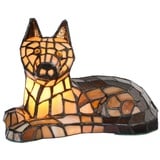 5LL-1215 Tiffany-Tischlamp-Lampe Hund Tiermotiv im klassischen Art-Nouveau-Stil