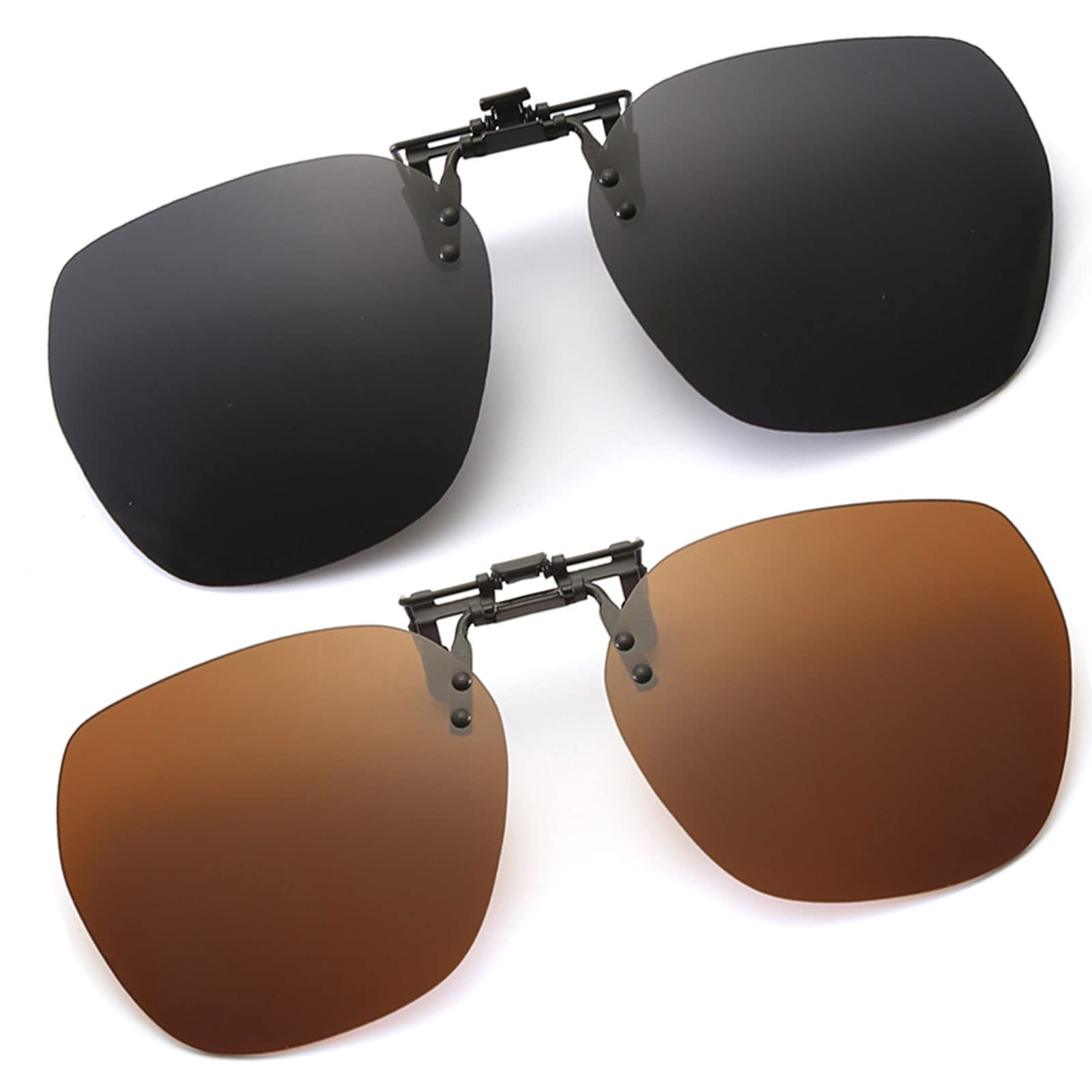 YAMEIZE Polarisierte Clip auf Sonnenbrille Runde - Brillen Anti-Glare UV400 Schutz Flip Up Rimless für Damen Herren Fahren Reisen Outdoor