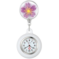 Avaner Retractable Nurse Watch Flower Pattern Fob Watch Krankenschwesteruhr mit Silikon Hülle, Schwesternuhren mit Clip