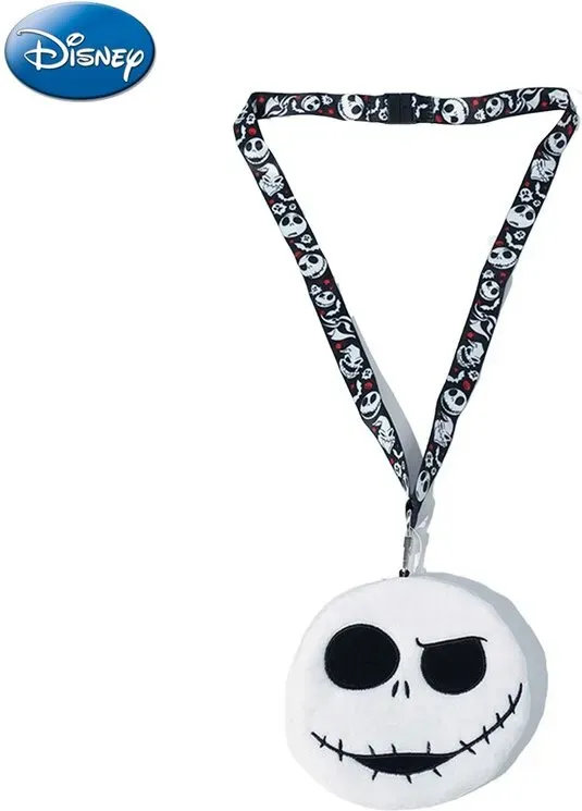 1 Stück Disney The Nightmare Before Christmas Jack Skellington Plüsch-Kartenhalter Offiziell lizenziert Halloween Town Cosplay-Accessoire Filme Anime-Artikel Totenkopf-Muster Ausweishalter Horror-Themen-Tasche Geschenk