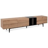 Homestyle4u 2118 TV-Board Lowboard Sideboard TV-Schrank Fernsehschrank Eiche Schwarz Holz Massiv Schubladen Industrial