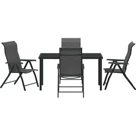 vidaXL 5-teiliges Garten-Dining-Set Grau Poly-Rattan