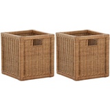 Set/2 Regalkorb Schubfach Rattan Schübe Box Regalkorb Schrankkorb (Hellbraun)