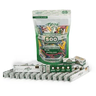 PURIZE Großes Nachfüll-Kit - 500 XTRA Slim Size Filter, 15 King Size Slim Papers, 2 Rolls