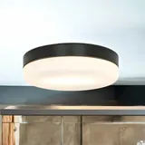Licht-Erlebnisse Badezimmerleuchte Lampenschirm rund 32 cm Schwarz Glas