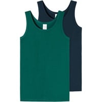 SCHIESSER - Unterhemd Basics 2er-Pack in blau/grün, Gr.164,