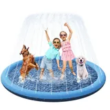YAUNGEL Hundepool, 170 cm, Planschbecken für Große & Kleine Hunde, 0.58mm Verdickt Anti-Rutsch Matte Faltbarer Langlebig Splash Pad für Sommer, Garten
