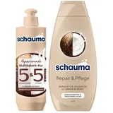 Schauma Haarshampoo 5&5 Kur Reparierend 300ml & Shampoo Repair 400ml, 2-tlg., Splissversiegelung, repariert, weniger Haarbruch