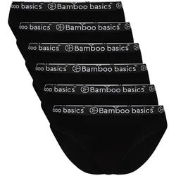 Bamboo basics Damen Slips YARA, 6er Pack - Logo-Bund, atmungsaktiv, Single Jersey Schwarz M