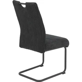 Hela Tische, 2er Set Esszimmerstuhl Merkur, Bezug Breitcord Anthrazit, Komfortsitz Federkorb, XL Sitzbreite, 140kg belastbar, Schwinger Metallgestell