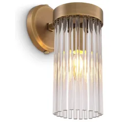 Casa Padrino Luxus Wandleuchte Antik Messingfarben 12 x 17 x H. 30 cm - Elegante Wandlampe im Retro Stil - Luxus Kollektion