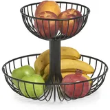Zeller Obst-Etagere 2-lagig, Metall, schwarz 32 x 25,8 cm,