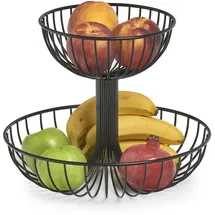 Zeller Obst-Etagere 2-lagig, Metall, schwarz 32 x 25,8 cm,