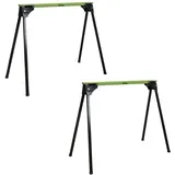 2x Arbeitsbock klappbar bis 1000 kg Stahl pulverbeschichtet grün schwarz Gerüstbock Unterstellbock