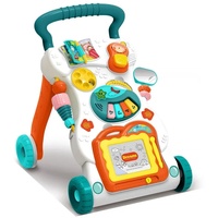 Löwen Lauflernwagen Leo - Baby Lauflernhilfe - Laufhilfe für Baby ab 9 Monate mit Musik & Maltafel im Baby Walker - Der Baby Schiebewagen hilft spielend leicht gehfrei zu laufen - Farbe Weiß