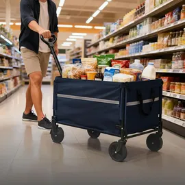 Relaxdays Bollerwagen faltbar blau