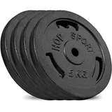 Hop-Sport 20 kg Gusseisen Hantelscheiben 30mm Set 4 x 5 kg / 2 x 10 kg - Guss Gewichte Hantel Set 30/31 mm Bohrung (4 x 5 kg)