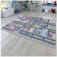 Kinderteppich Spielteppich Kinderzimmer Teppich Kinderteppich Kurzflor Straßen, TT Home, quadratisch, Höhe: 4 mm grau quadratisch - 200 cm x 200 cm x 4 mm