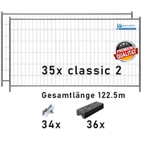 Bauzaun Set / Paket | 35 Stk classic 2 mit Kunststofffüßen