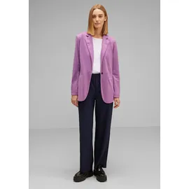 STREET ONE STREET ONE, Damen, Gr. 40, lila (cool lila), Stoff, 95% Polyester, 5% Elasthan, Samtoptik, casual, normal Po-bedeckend, V-Ausschnitt, Langarm normaler Saum, Blazer, mit Reverskragen