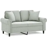 vidaXL 2-Sitzer-Sofa mit Zierkissen Hellgrau 120 cm Samt